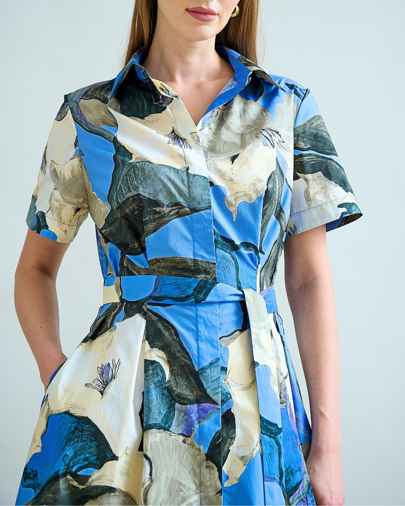 NO WAIST HALFSLEEVEES  DRESS: BERGAMO PRINT: BLUE
