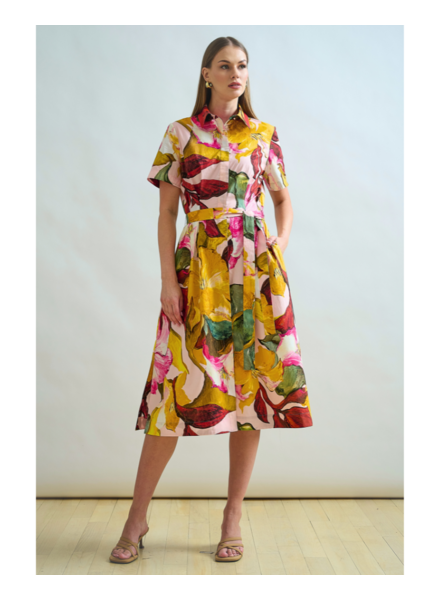 NO WAIST HALFSLEEVEES  DRESS: BERGAMO PRINTED: PINK