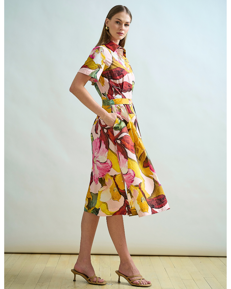 NO WAIST HALFSLEEVEES  DRESS: BERGAMO PRINTED: PINK