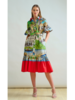 SHIRT DRESS, NO WAIST WITH RUFFLES: PRINTED COMO