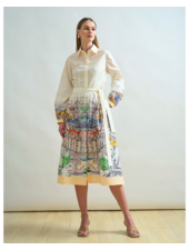 PRINTED BUTTON-DOWN SHIRT DRESS: PARIS