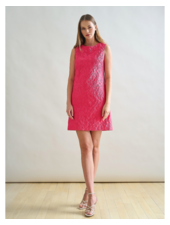 SHIFT SLEEVELESS DRESS: MATELASSE: FUSCHIA