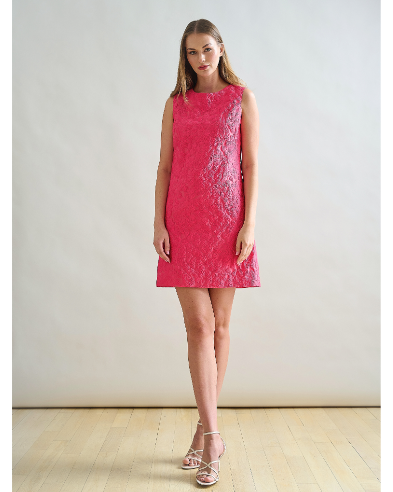 SHIFT SLEEVELESS DRESS: MATELASSE: FUSCHIA