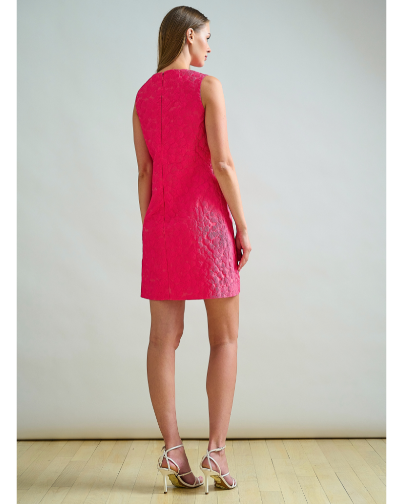 SHIFT SLEEVELESS DRESS: MATELASSE: FUSCHIA