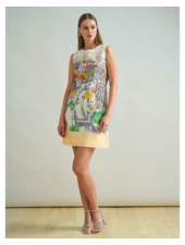 COTTON PRINTED SLEEVELESS DRESS: PARIS