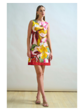 COTTON PRINTED SLEEVELESS DRESS: BERGAMO PRINT: PINK