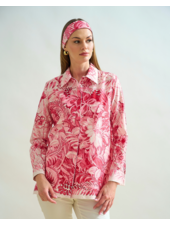 COLLARED COTTON PRINTED SHIRT: CORSICA: PINK