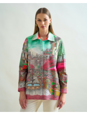COLLARED COTTON PRINTED SHIRT: FONTANA