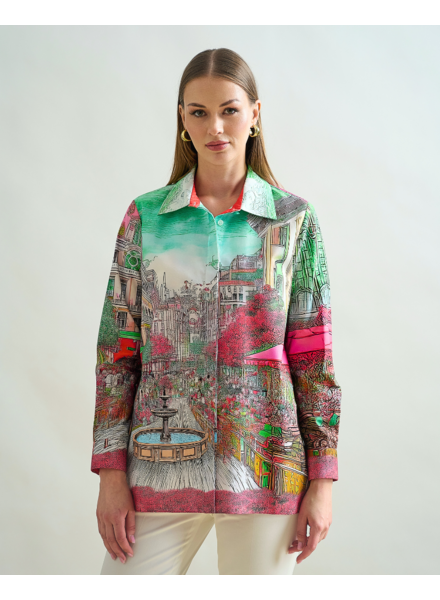 COLLARED COTTON PRINTED SHIRT: FONTANA