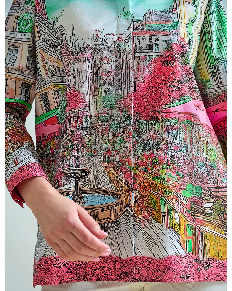 COLLARED COTTON PRINTED SHIRT: FONTANA