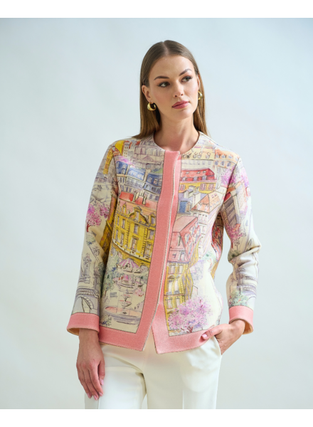WOOL PRINTED CREWNECK JACKET: PARIS