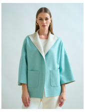 DOUBLE FACE JACKET: TURQUOISE AND SAND