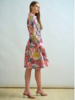 SILK SHIRT DRESS WITH BELT PRINT: CORAL: PINK
