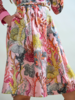 SILK SHIRT DRESS WITH BELT PRINT: CORAL: PINK