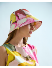 PRINTED COTTON  BUCKET HAT: BERGAMO: PINK