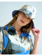 PRINTED COTTON  BUCKET HAT: BERGAMO: BLUE
