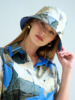 PRINTED COTTON  BUCKET HAT: BERGAMO: BLUE