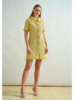 SHORT TWEED DRESS WITH CLASSIC COLLAR AND FRONT BUTTON CLOSURE: YELLOW