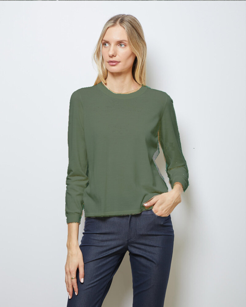 SUPERFINE LIGHT WEIGHT CREW SWEATER: FOREST