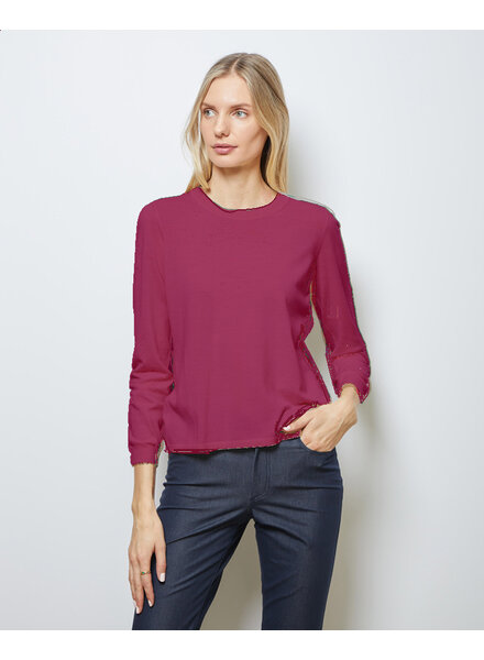 SUPERFINE LIGHT WEIGHT CREW SWEATER: BERRY
