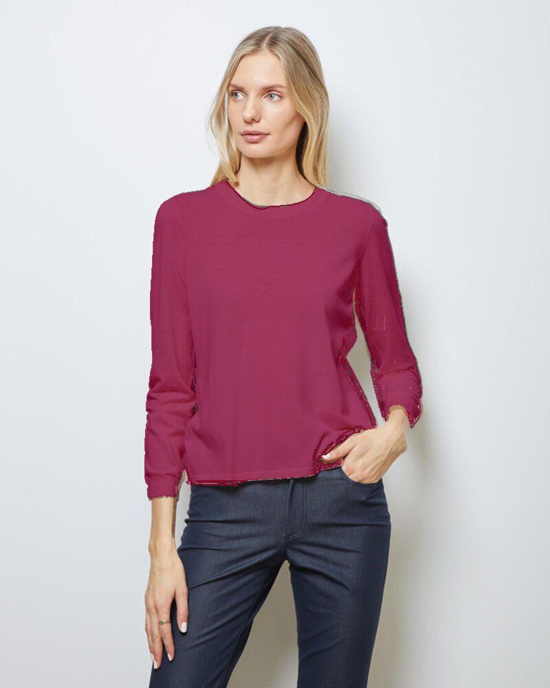 SUPERFINE LIGHT WEIGHT CREW SWEATER: BERRY