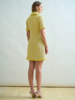 SHORT TWEED DRESS WITH CLASSIC COLLAR AND FRONT BUTTON CLOSURE: YELLOW