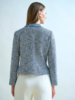 TWEED CREWNECK JACKET WITH LONG SLEEVES AND BUTTONS: DENIM BLUE