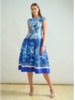 LONG COTTON DRESS WITH CAP SLEEVES: CORSICA: BLUE