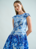 LONG COTTON DRESS WITH CAP SLEEVES: CORSICA: BLUE