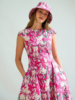 LONG COTTON DRESS WITH CAP SLEEVES: FIORI : PINK