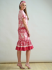 RUFFLED SHIRT DRESS, NO WAIST WITH SHORT SLEEVES: PRINTED CORSICA: PINK
