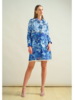 CLASSIC COTTON PRINTED SHIRT DRESS: CORSICA: BLUE