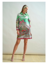 CLASSIC COTTON PRINTED SHIRT DRESS: FONTANA
