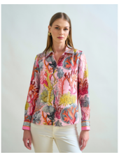 STRAIGHT-CUT SILK SHIRT: CORAL: PINK