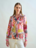 STRAIGHT-CUT SILK SHIRT WITH REGULAR COLLAR: CORAL: PINK