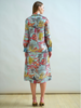 SILK SHIRT DRESS WITH BELT PRINT: CORAL: TURQUOISE