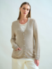 SILK AND CASHMERE V NECK CARDIGAN: IVORY