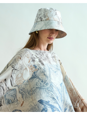 PRINTED SILK  BUCKET HAT: SAFARI: BEIGE