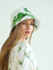 PRINTED COTTON BUCKET HAT: ORTENSIA: GREEN