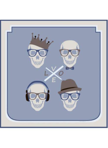 PRINTED CASHMERE SCARF: SKULL: BLUE