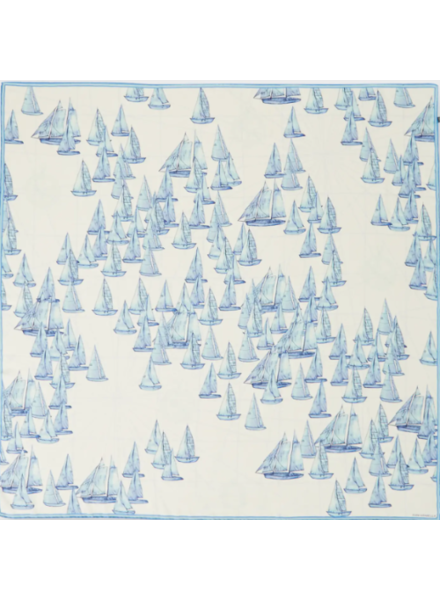 PRINTED CASHMERE SCARF: REGATTA: BLUE