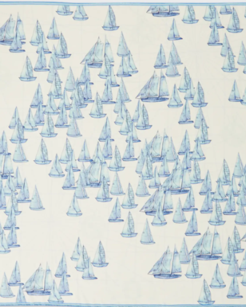 PRINTED CASHMERE SCARF: REGATTA: BLUE