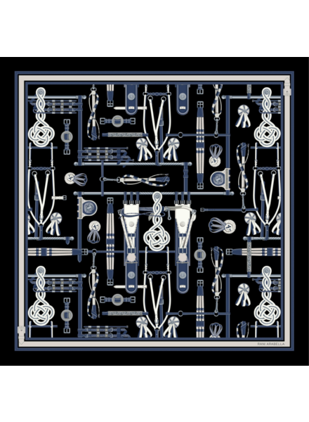 CASHMERE PRINTED SCARF: BITS: BLACK