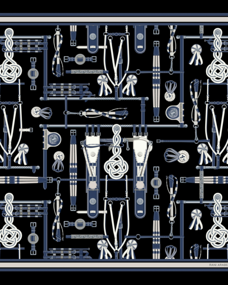 CASHMERE PRINTED SCARF: BITS: BLACK