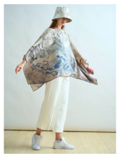 CASHMERE PRINTED PONCHO: SAFARI: BEIGE