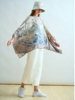 CASHMERE PRINTED PONCHO: SAFARI: BEIGE