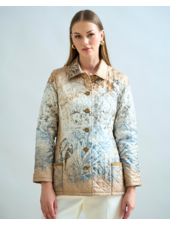 SILK PRINTED QUILTED JACKET: SAFARI: BEIGE