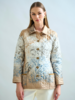 SILK PRINTED QUILTED JACKET: SAFARI: BEIGE