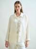 BUTTON DOWN WOOL CREPE SHIRT JACKET: IVORY
