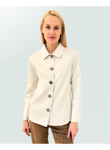 CASHMERE BUTTON DOWN SHIRT JACKET: IVORY-BEIGE